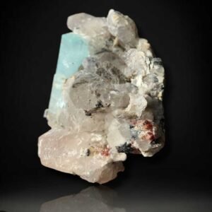 Colourful Aquamarine Specimen Combine with Quartz , small  Garnet and  Mica