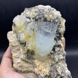 An Amazing Aquamarine Crystal Combine With Block Tourmaline On Matrix From Skardu Pakistan